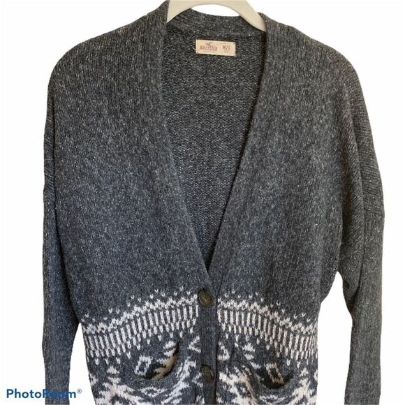 Hollister Cozy Grandfather Style Sweater Cardigan Eclectic Grandpa Size M/L - Picture 3 of 7